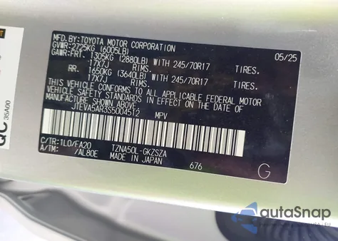 2025 Toyota 4Runner Sr5 z USA, uszkodzony, nr VIN JTEVA5AR3S5004512